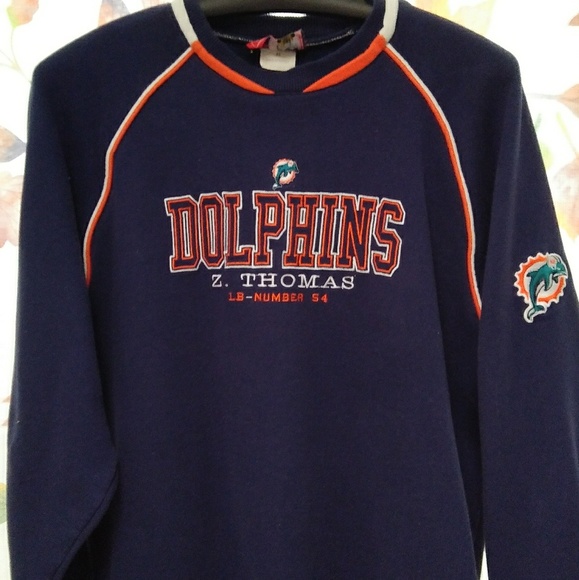 Players Inc NFL Zack Thomas #54 Miami Sweatshirt - Picture 1 of 5